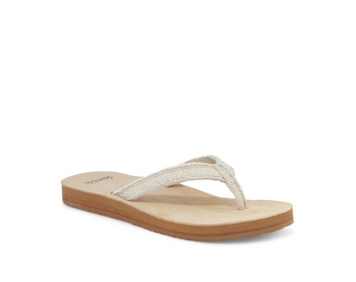 Sanuk Womens Fraidy Tribal Hemp Khaki Flip Flops | JYHIWE408